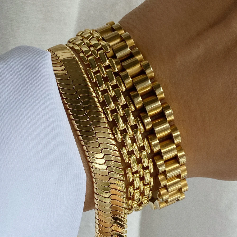Anisa Sojka - Gold Chunky Watch Band Bracelet - Image 3