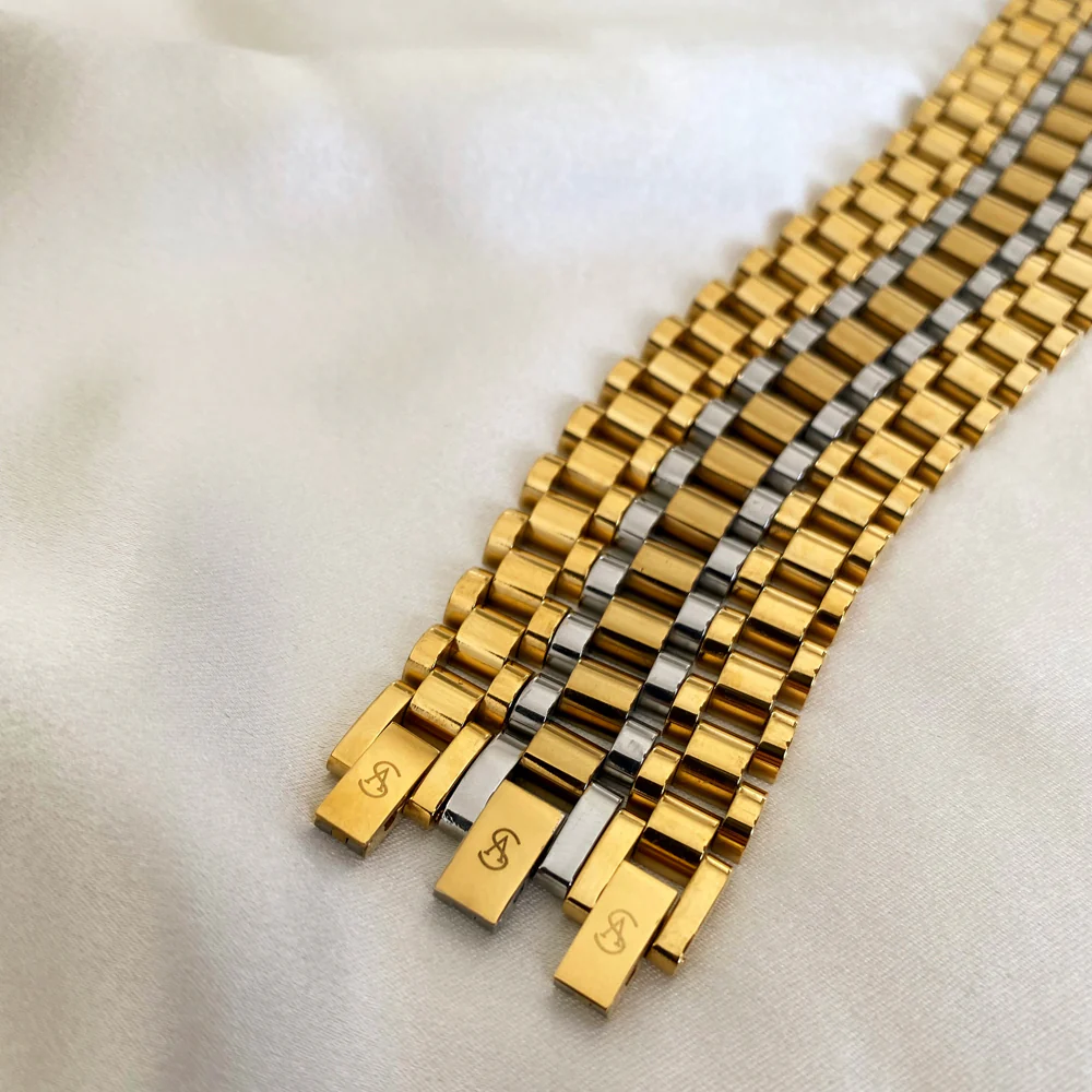 Anisa Sojka - Gold Chunky Watch Band Bracelet - Image 4