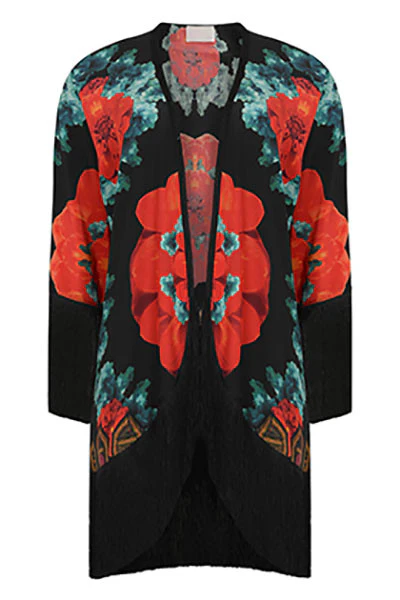 ATHENA PROCOPIOU Black and Red Floral Kimono - Image 3