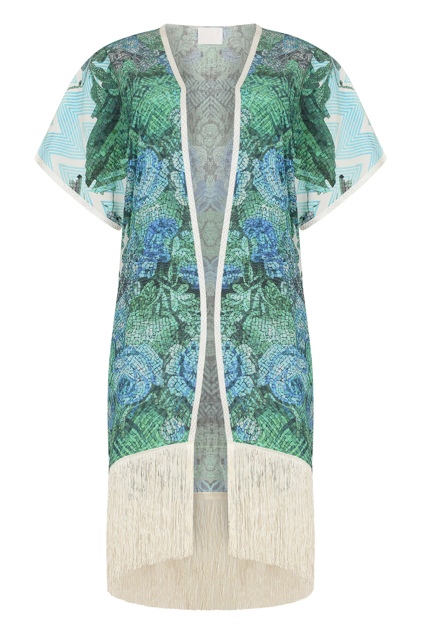ATHENA PROCOPIOU Blue/Green Fringe Kimono - Image 3