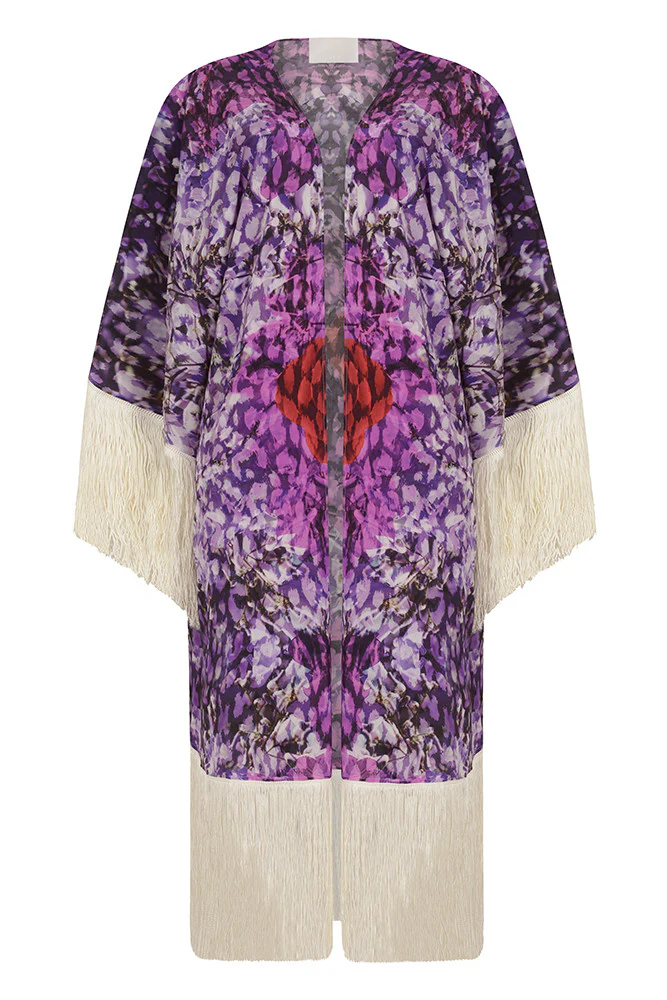 ATHENA PROCOPIOU Purple Full Fringe Kimono - Image 3