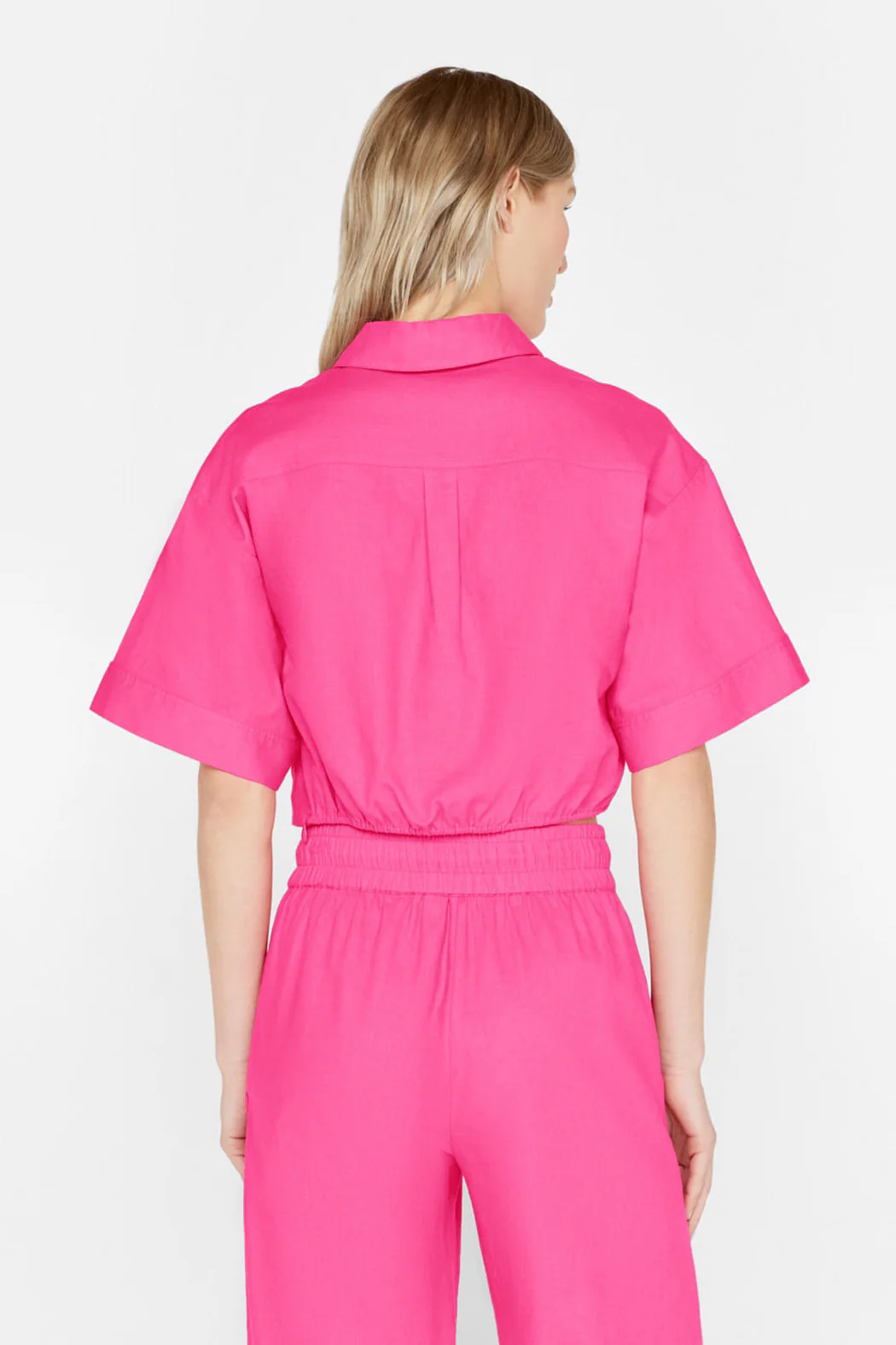Frame - Cropped Twist Front Shirt in Flamingo - Image 4
