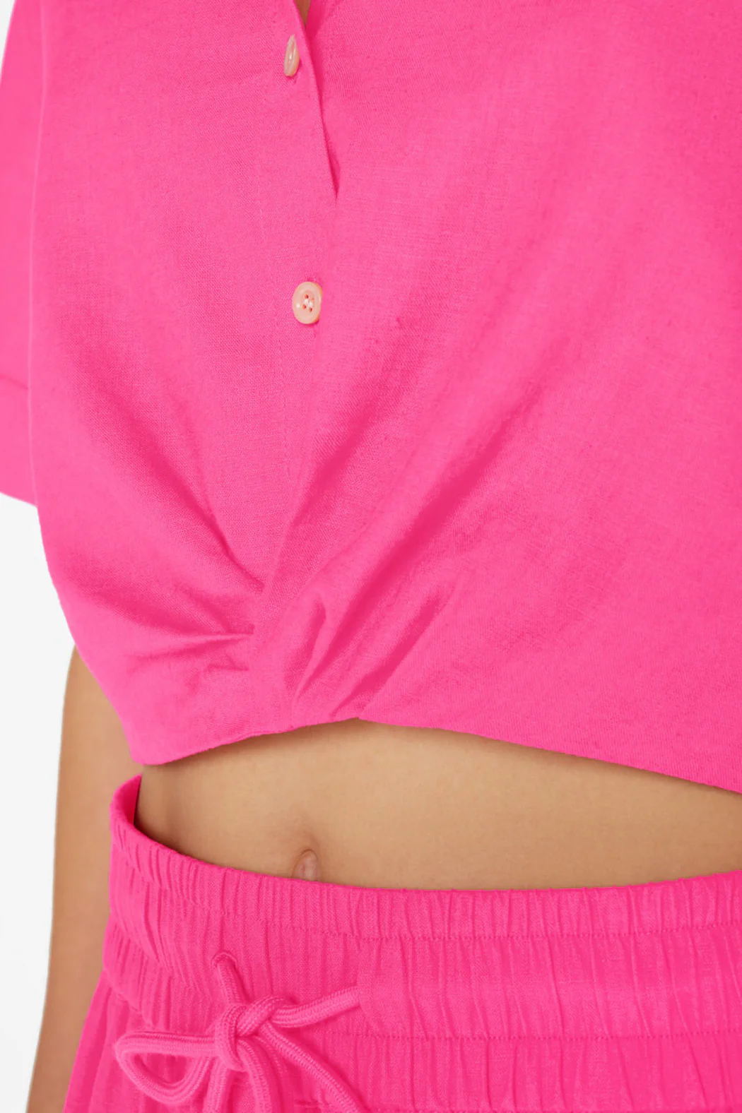 Frame - Cropped Twist Front Shirt in Flamingo - Image 8