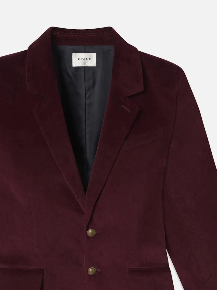Frame - Everyday Velvet Blazer in Wine - Image 4