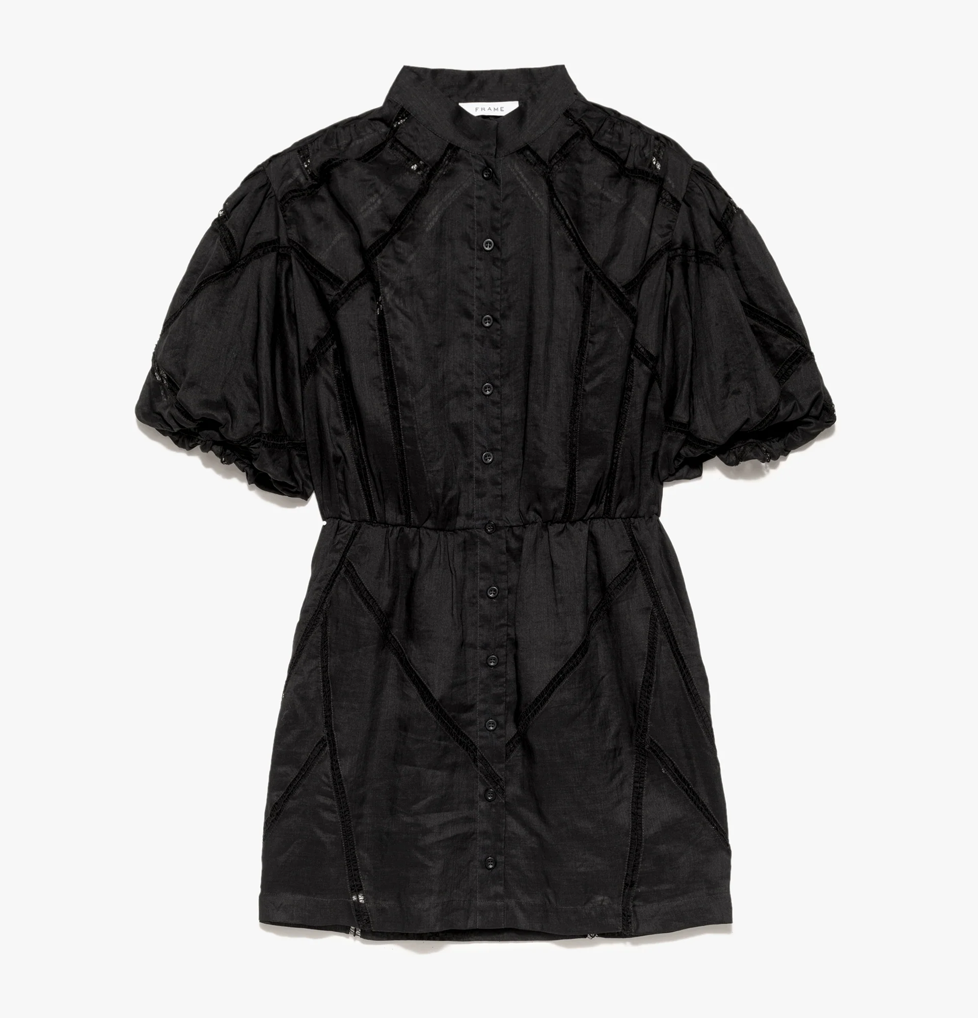 Frame - Inset Lace Puff Sleeve Dress - Image 7