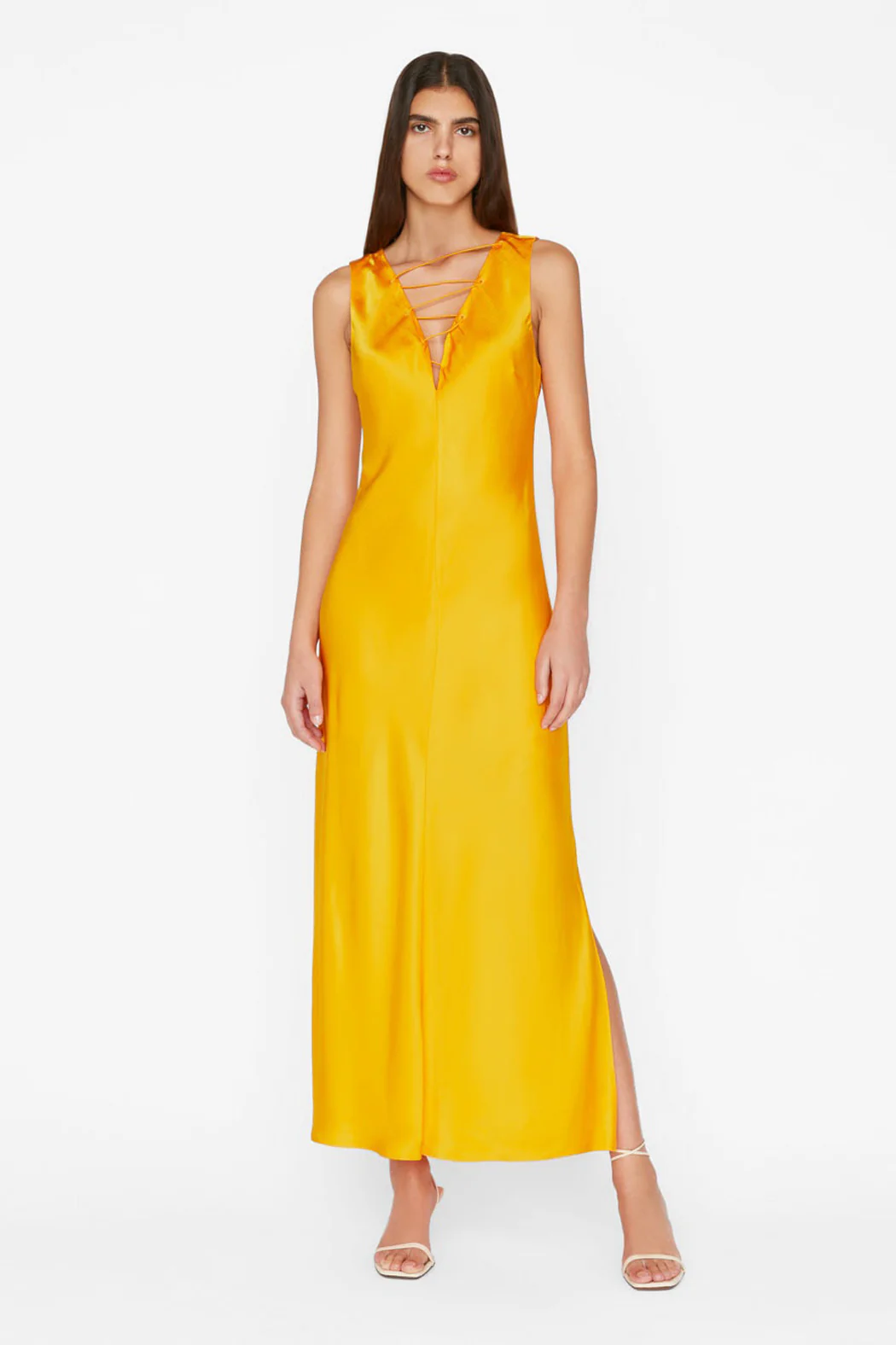 Frame - Lace Front Midi Dress in Nectarine - Image 4