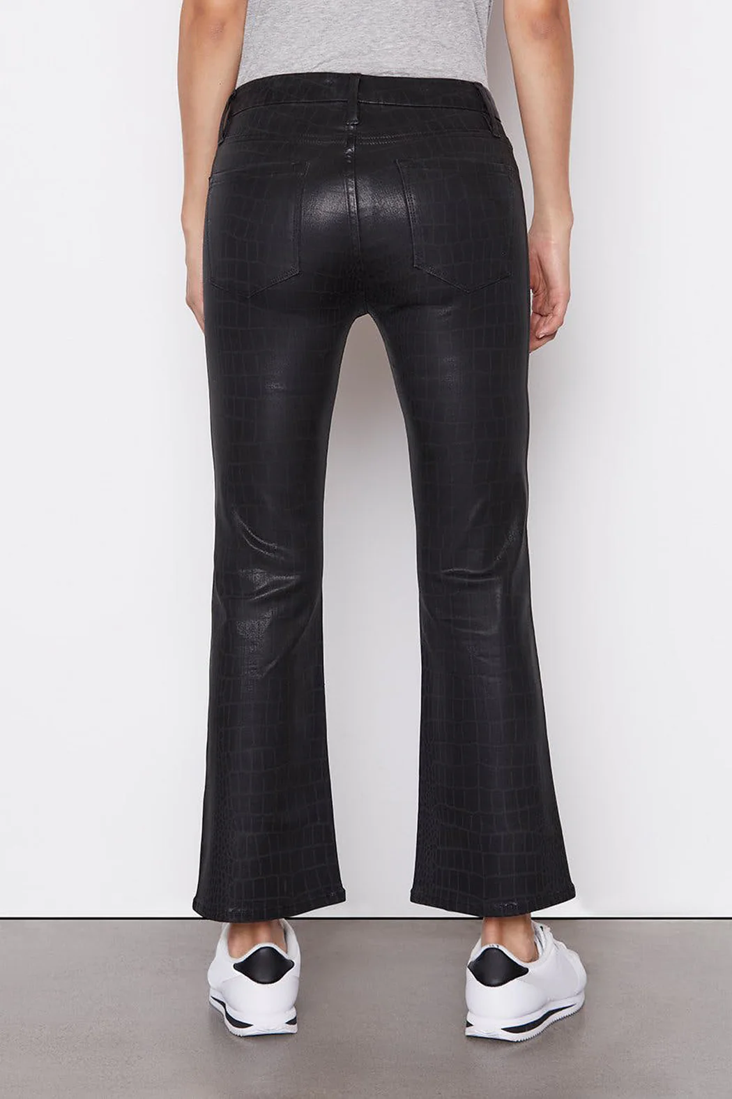 Frame - Le Cropped Mini Boot Noir Croc Coated - Image 3