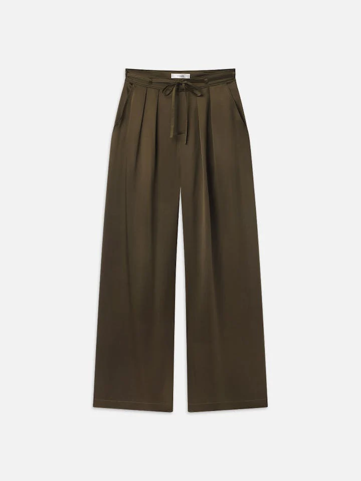 Frame - Long Silk Trouser in Rich Military Green - Image 2