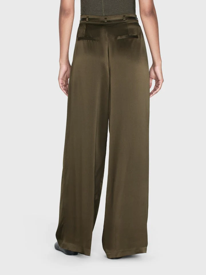 Frame - Long Silk Trouser in Rich Military Green - Image 6