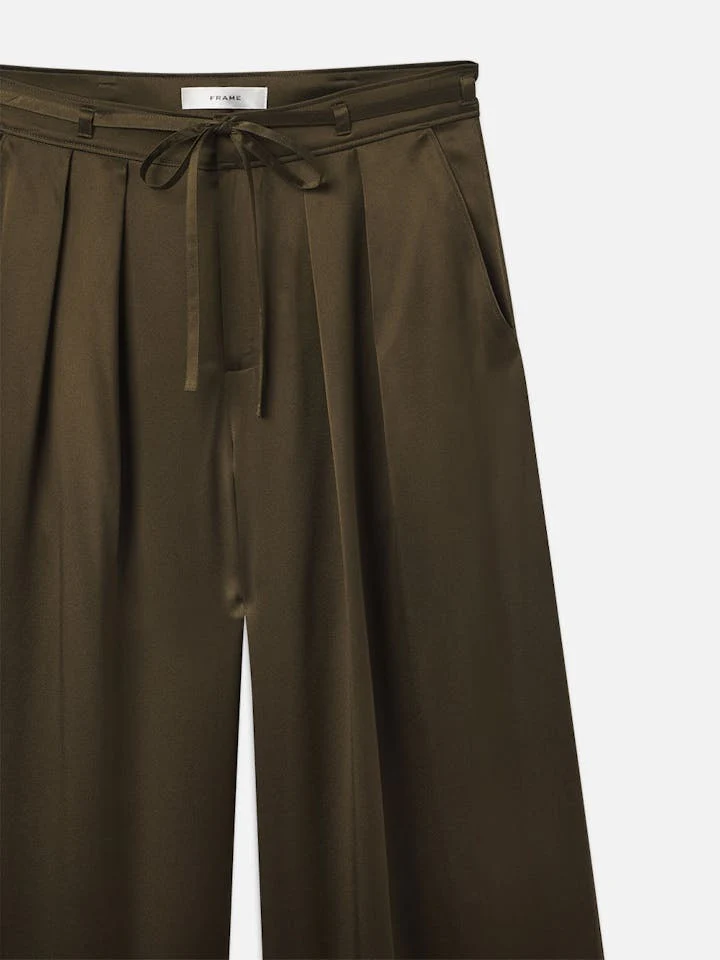 Frame - Long Silk Trouser in Rich Military Green - Image 7