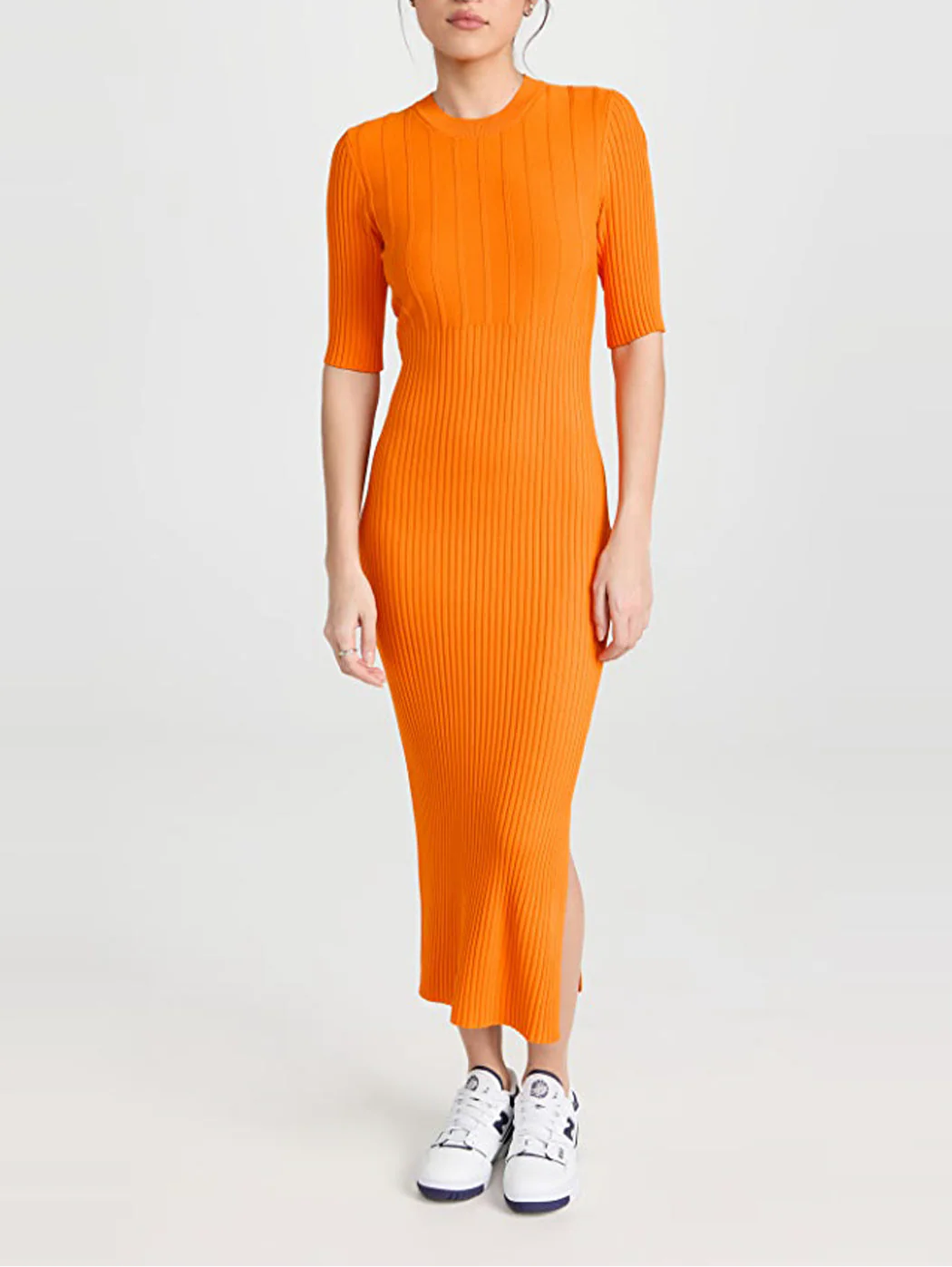 Frame - Mixed Rib Sweater Dress in Nectarine