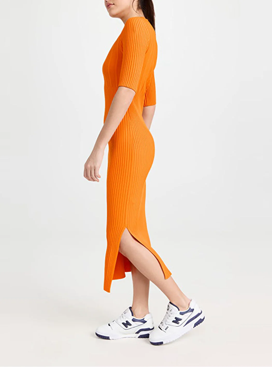 Frame - Mixed Rib Sweater Dress in Nectarine - Image 2