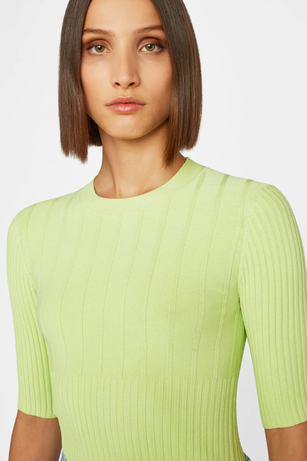 Frame - Mixed Rib Sweater in Bright Lime - Image 6
