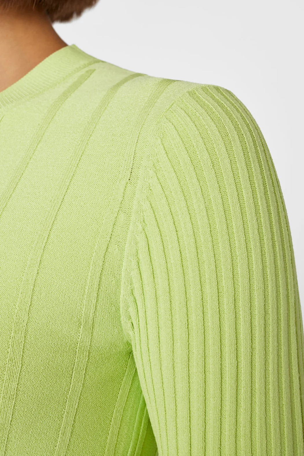 Frame - Mixed Rib Sweater in Bright Lime - Image 7