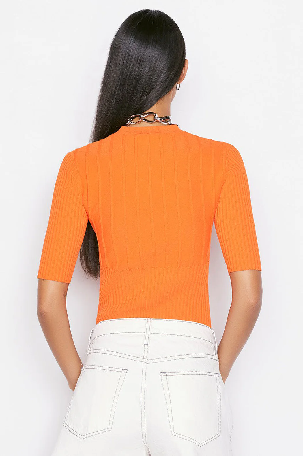 Frame - Mixed Rib Sweater Orange - Image 4