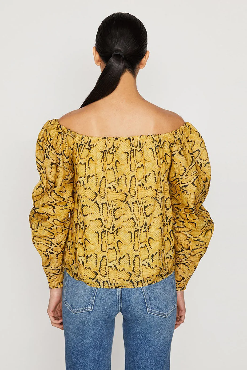 Frame - Off The Shoulder Billow Top in Python - Image 3