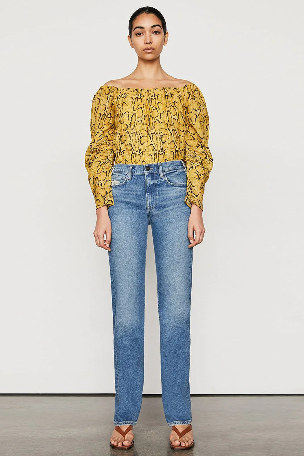Frame - Off The Shoulder Billow Top in Python - Image 4