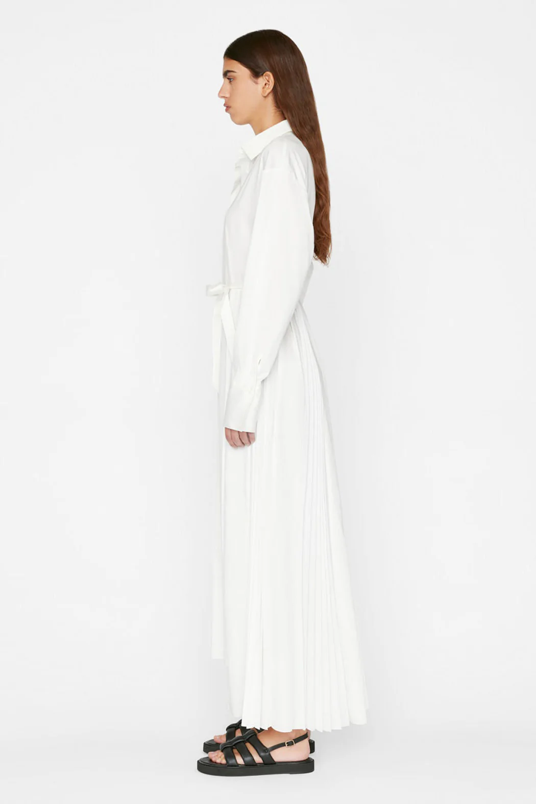 Frame - Pleated Inset Maxi Dress in Blanc - Image 4