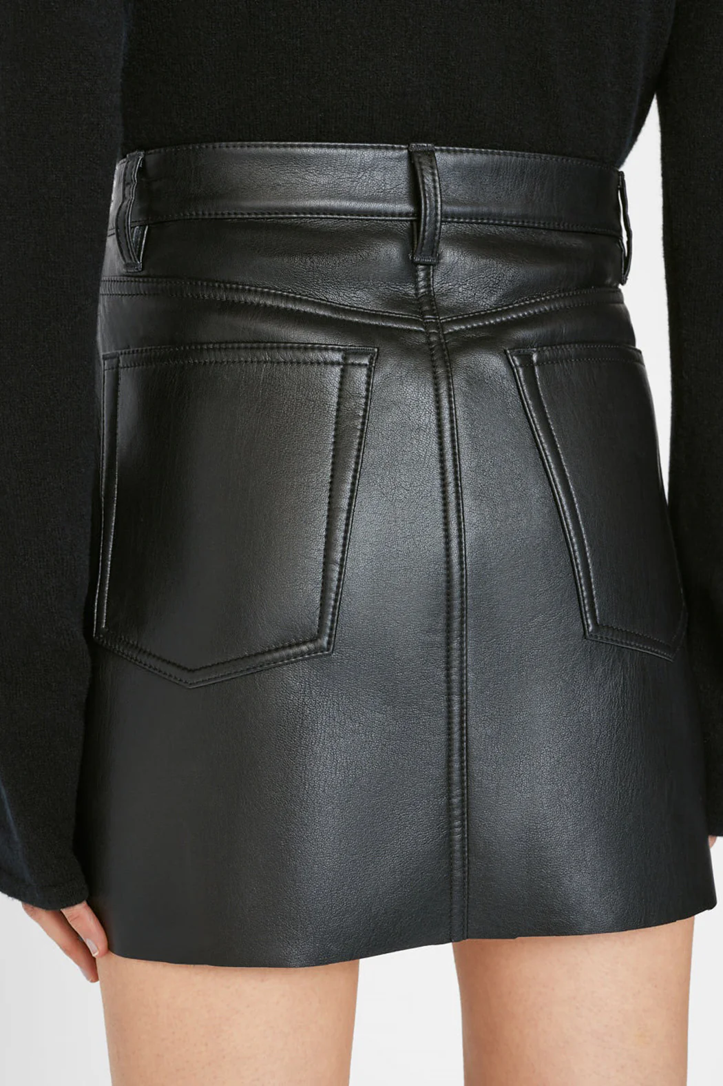 Frame - Recycled Leather Le High 'N' Tight Skirt in Noir - Image 5