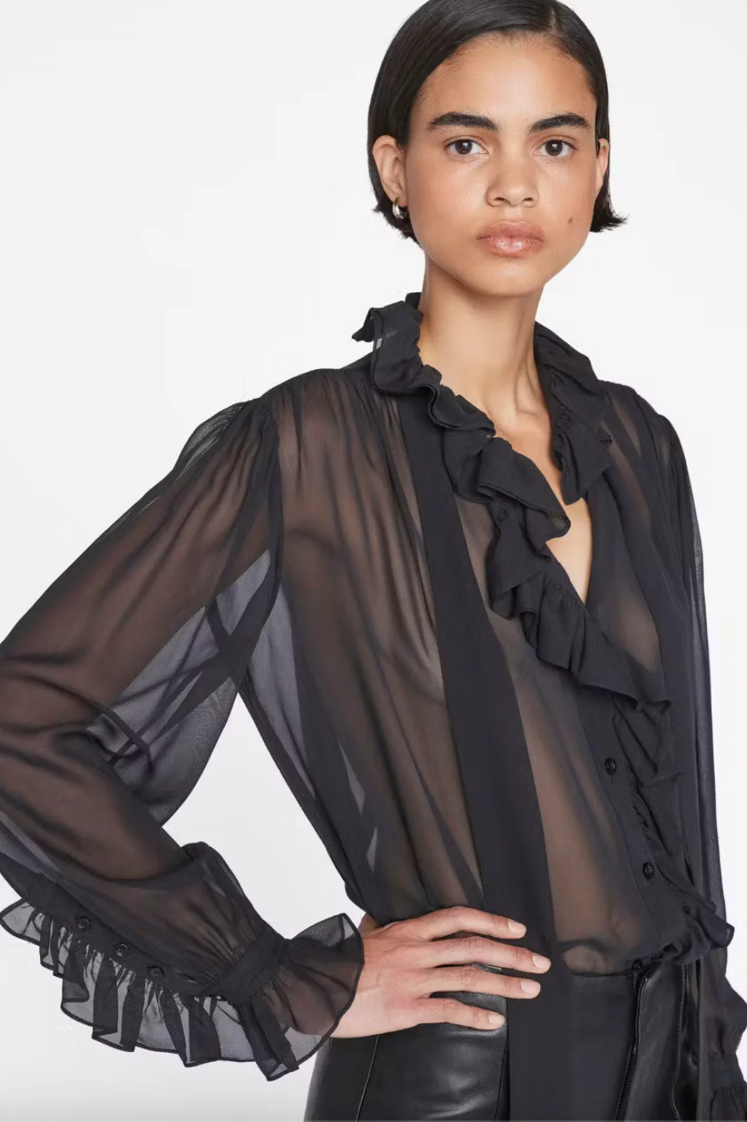 Frame - Ruffle Front Button Up Shirt - Image 2
