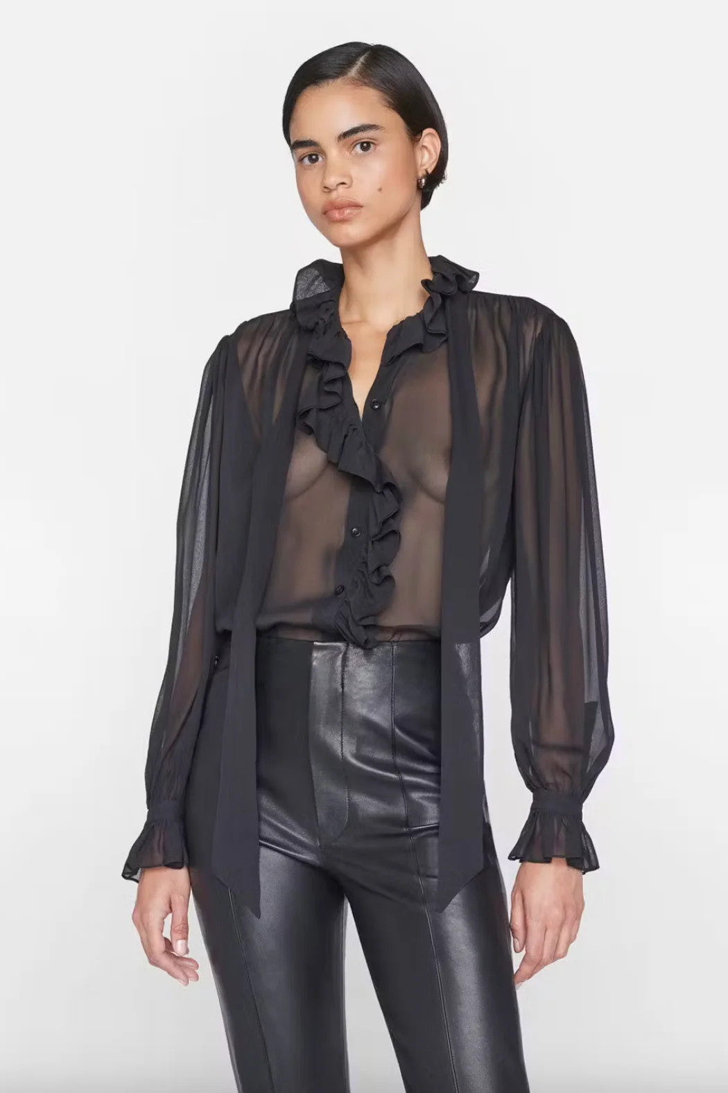 Frame - Ruffle Front Button Up Shirt - Image 3