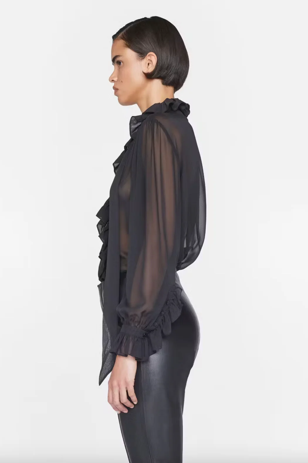 Frame - Ruffle Front Button Up Shirt - Image 4
