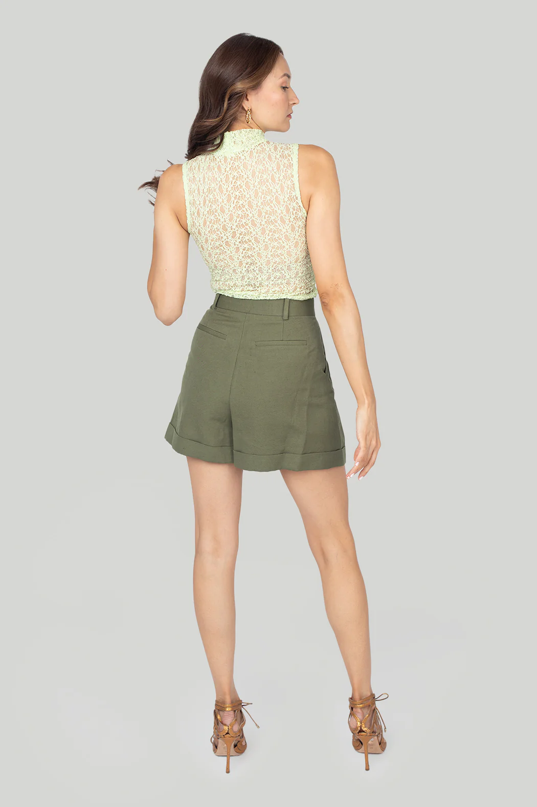 Frame - Mesh Mockneck Tank Top in Mint Green - Image 5