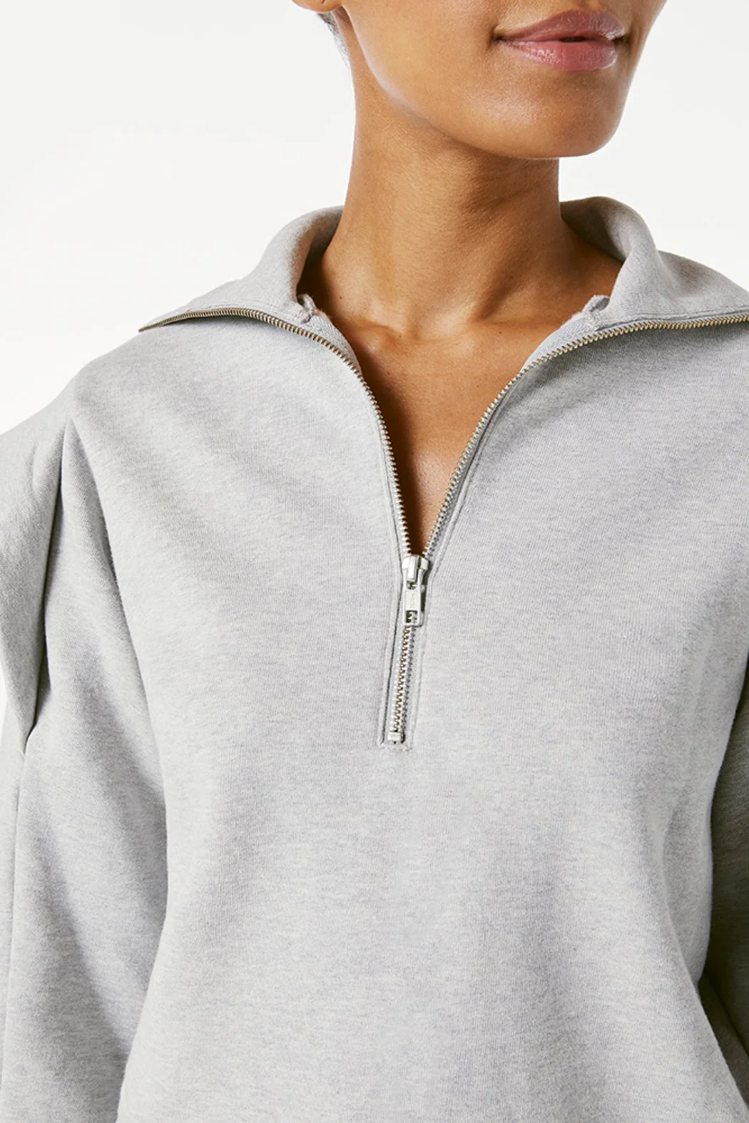 FRAME - Sporty Zip Sweatshirt Gris Heather - Image 4