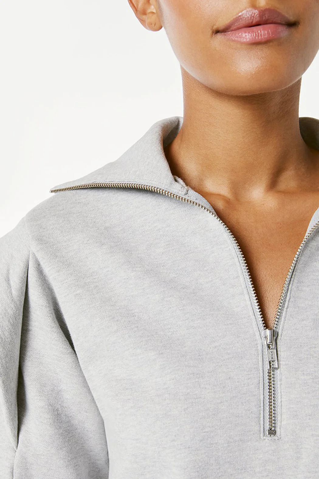 FRAME - Sporty Zip Sweatshirt Gris Heather - Image 5