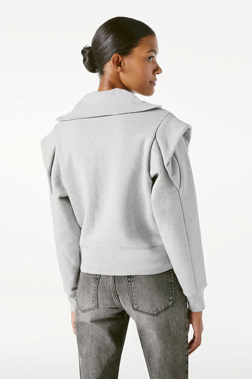 FRAME - Sporty Zip Sweatshirt Gris Heather - Image 6