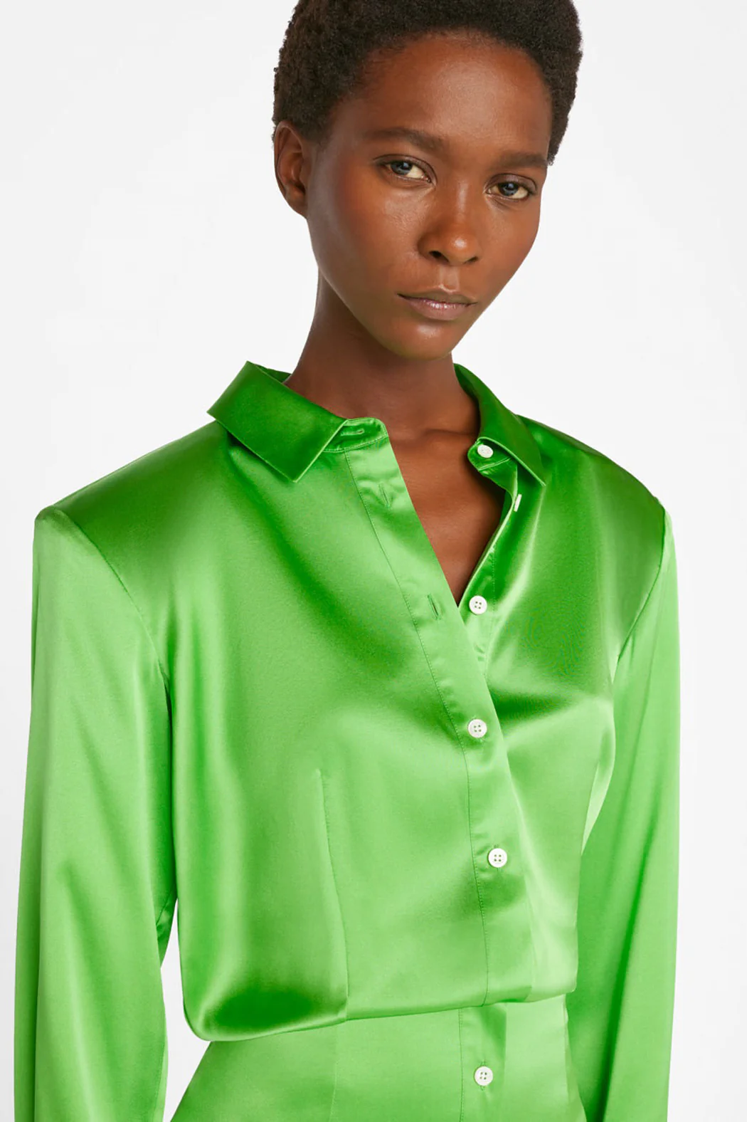 Frame - Strong Shoulder Mini Dress in Bright Peridot - Image 2