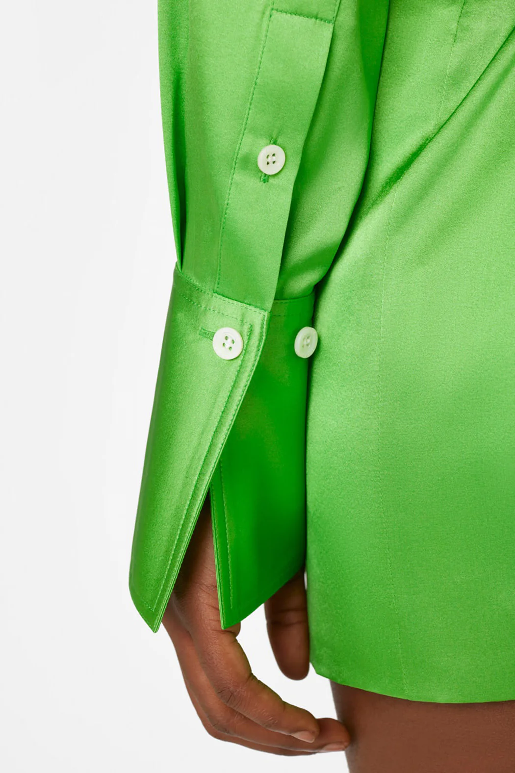 Frame - Strong Shoulder Mini Dress in Bright Peridot - Image 4
