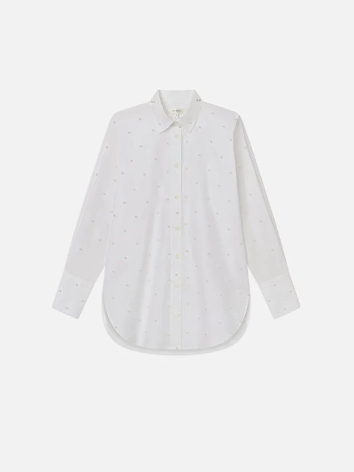 Frame - The Oversized Pearl Pocket Shirt in White - Image 2