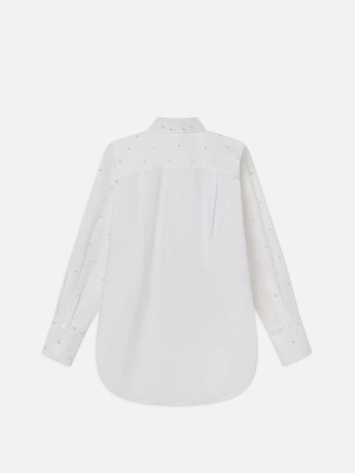 Frame - The Oversized Pearl Pocket Shirt in White - Image 3