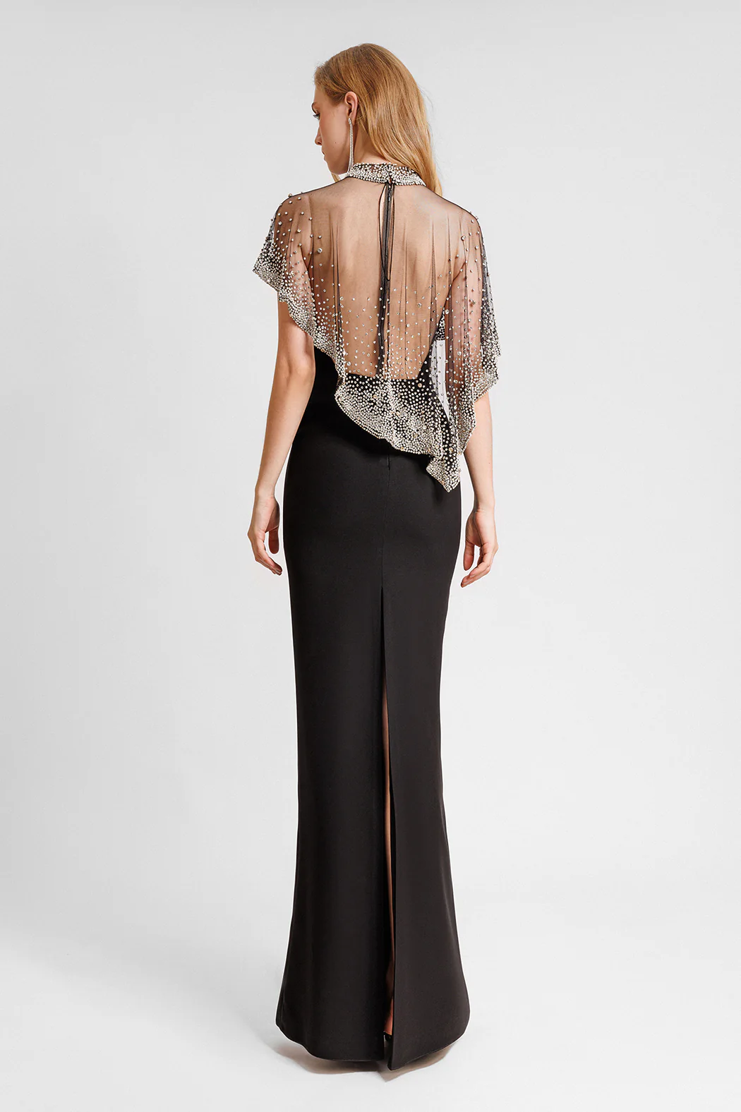 Gemy Maalouf - Beaded Tulle Crepe Dress in Black - Image 3