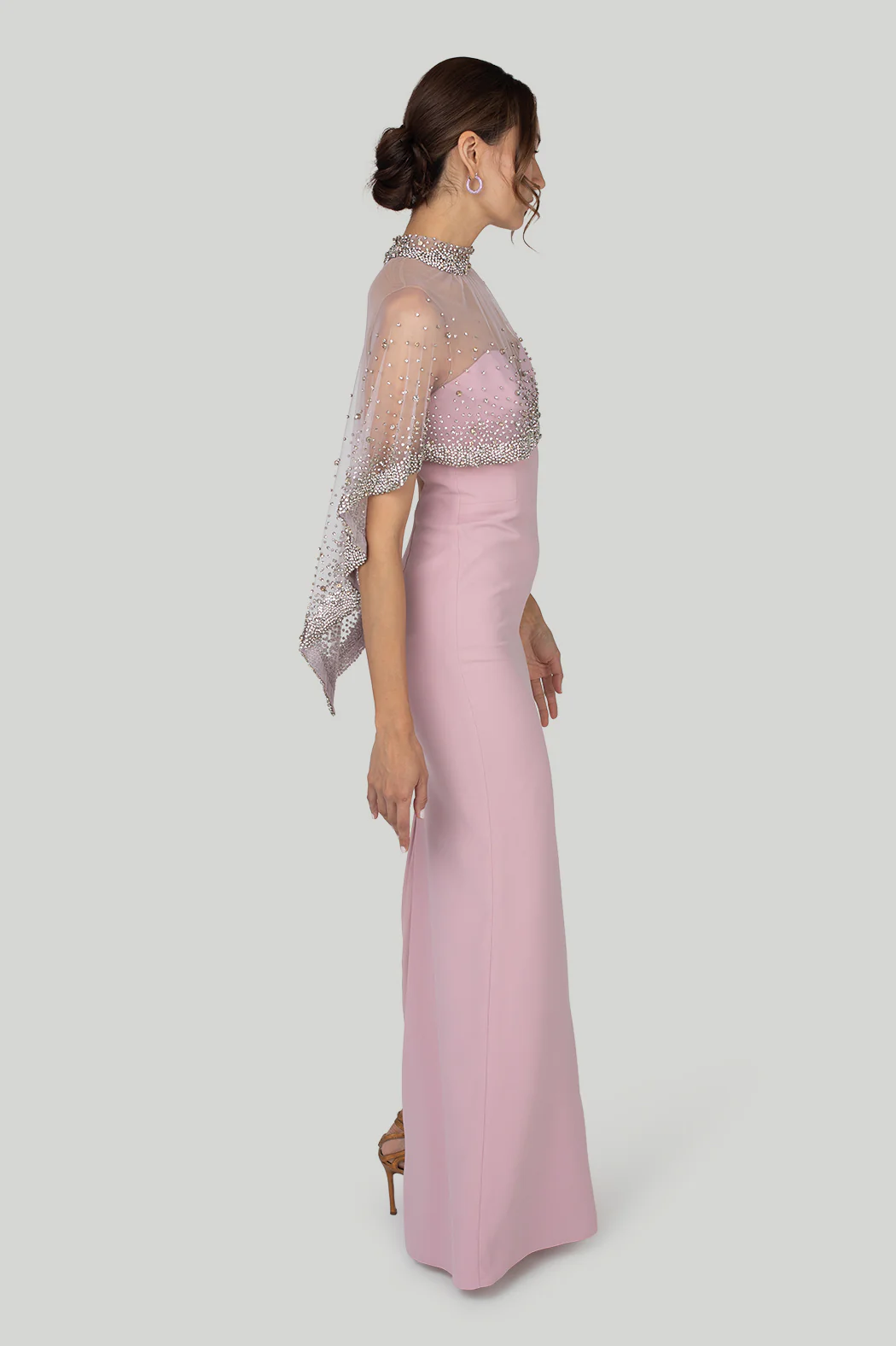 Gemy Maalouf - Beaded Tulle Crepe Dress in Pink - Image 5
