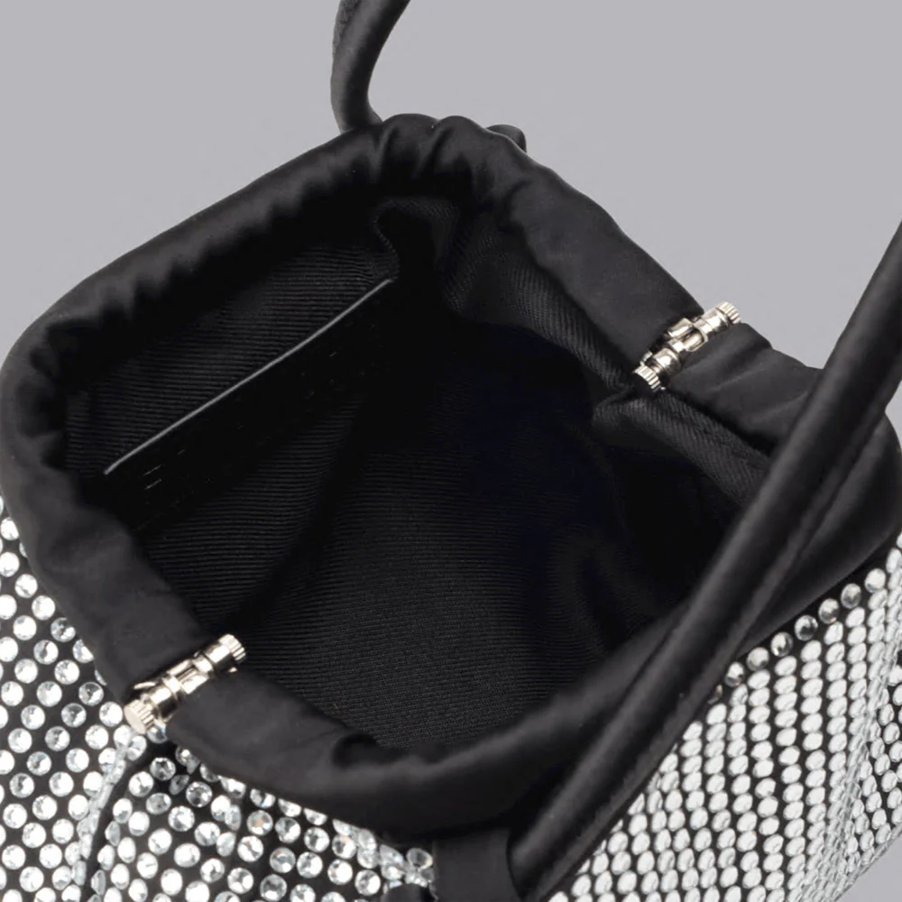 FOLKLORE - MINI MONEY POUCH IN BLACK WITH DIAMONDS - Image 3